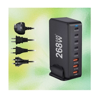 New Style 268w Gan Charger 8 in 1 Hub Usb C Desktop Family Phone Charging Station for Multiple Devices Charging Ports