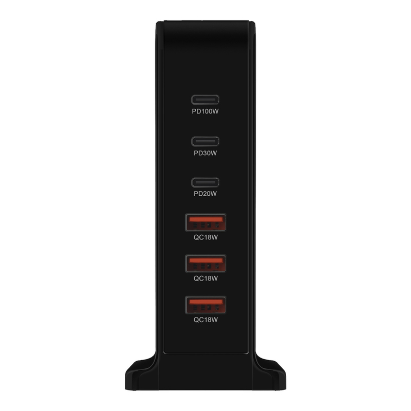 XZH Factory 168W GaN Fast Charger 6 Port Mobile Phone Desktop Multiport Charger USB and Type C Charging Station
