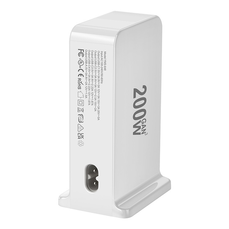 PD GaN Fast Charger 200W 6 Port Mobile Phone Desktop Multiport Charger USB TYPE C Charging Station for Cellphone Laptop