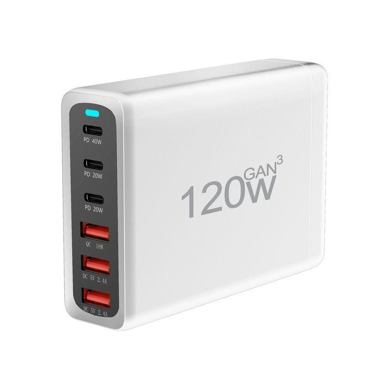 Hot US EU UK AU Multiport USB Type C PD Fast Charging Wall Charger 120W GaN 6 Port 3 Type C 3 USB for iPhone Mobile iphone