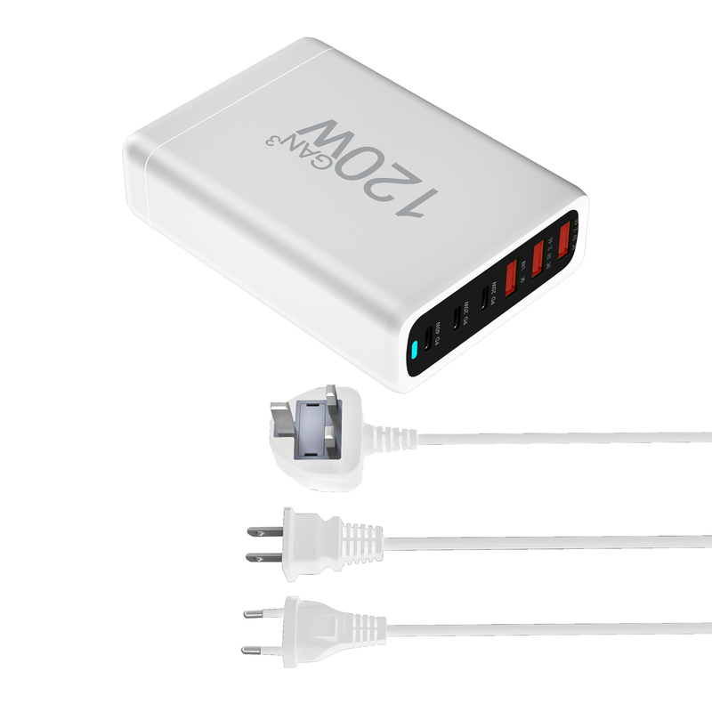 Hot US EU UK AU Multiport USB Type C PD Fast Charging Wall Charger 120W GaN 6 Port 3 Type C 3 USB for iPhone Mobile iphone
