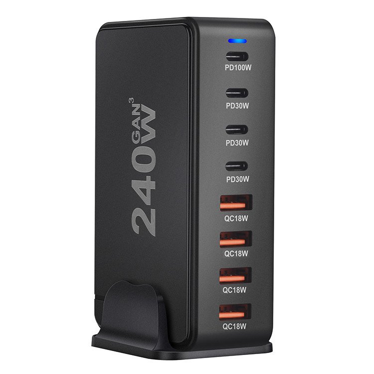 High Quality 240W Pd Gan Charger 8-Port QC3.0 Usb c Wall Adapter Quick Charger for Mobile Phone for Samsung for iPad MacBook