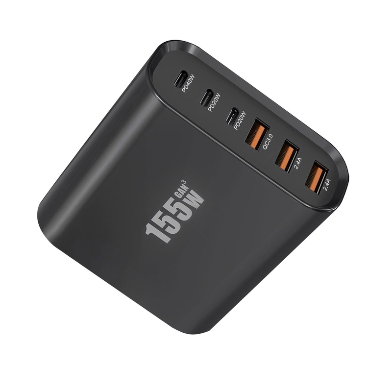 High-Power 155W GaN Multi-Plug USB A+C Charger: Fast Charging With Universal Travel Adapter