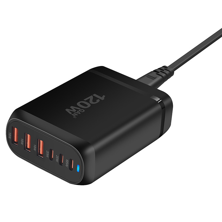 New 200W Gan PD Adapter Charger 4 Type C+2 USB a With Powerful 100W USB C Port Super Fast Charging Hub