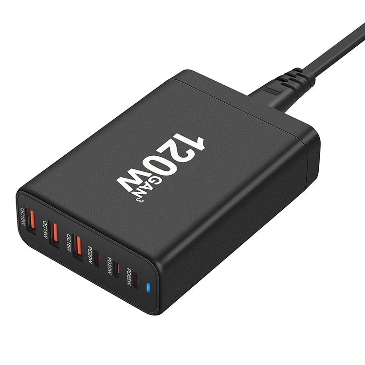 Hot US EU UK AU Multiport USB C PD Fast Charging Wall Charger 120W GaN 6 Port 3 USB C 3 USB a for iPhone Android Mobile