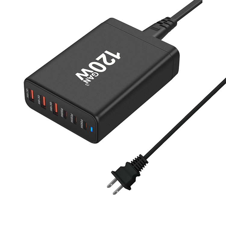 Hot US EU UK AU Multiport USB C PD Fast Charging Wall Charger 120W GaN 6 Port 3 USB C 3 USB a for iPhone Android Mobile