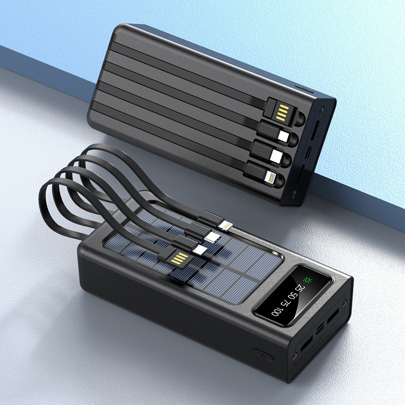 OEM logo 50000mAh Powerbank Larger Capacity Power Bank Portable 100000mAh Power Banks Super Capacity Charger With Cable