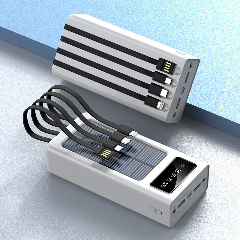 OEM logo 50000mAh Powerbank Larger Capacity Power Bank Portable 100000mAh Power Banks Super Capacity Charger With Cable