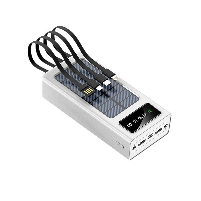 OEM logo 50000mAh Powerbank Larger Capacity Power Bank Portable 100000mAh Power Banks Super Capacity Charger With Cable