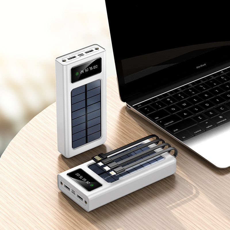 OEM logo 50000mAh Powerbank Larger Capacity Power Bank Portable 100000mAh Power Banks Super Capacity Charger With Cable