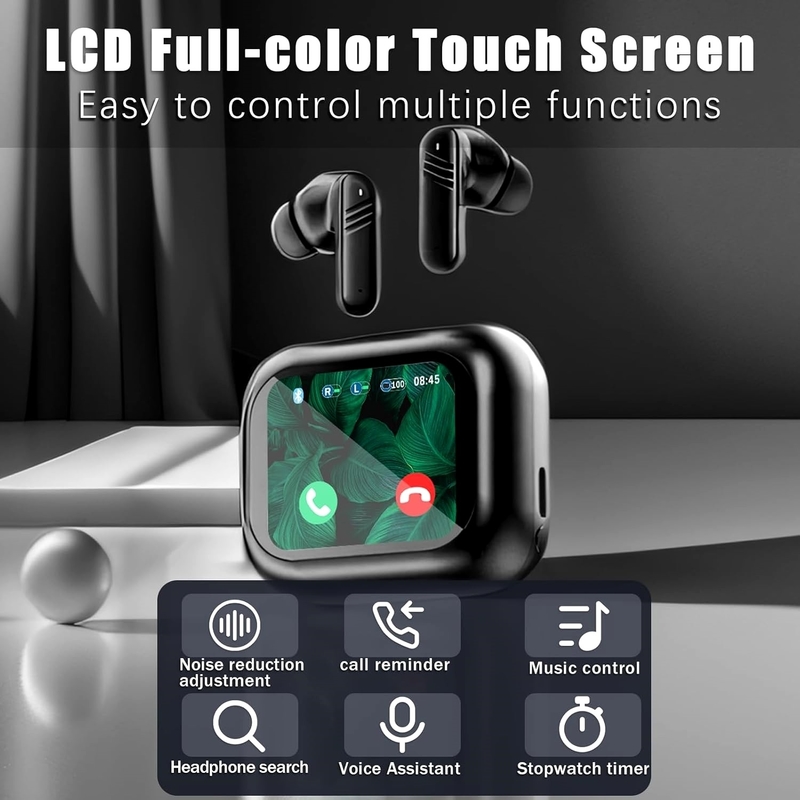 Touch Screen Earbuds 2025 NEWLingumir Touch Screen Earbuds, Wireless Earbuds Smart Screen, Active Noise Cancelling Earbuds, TWS
