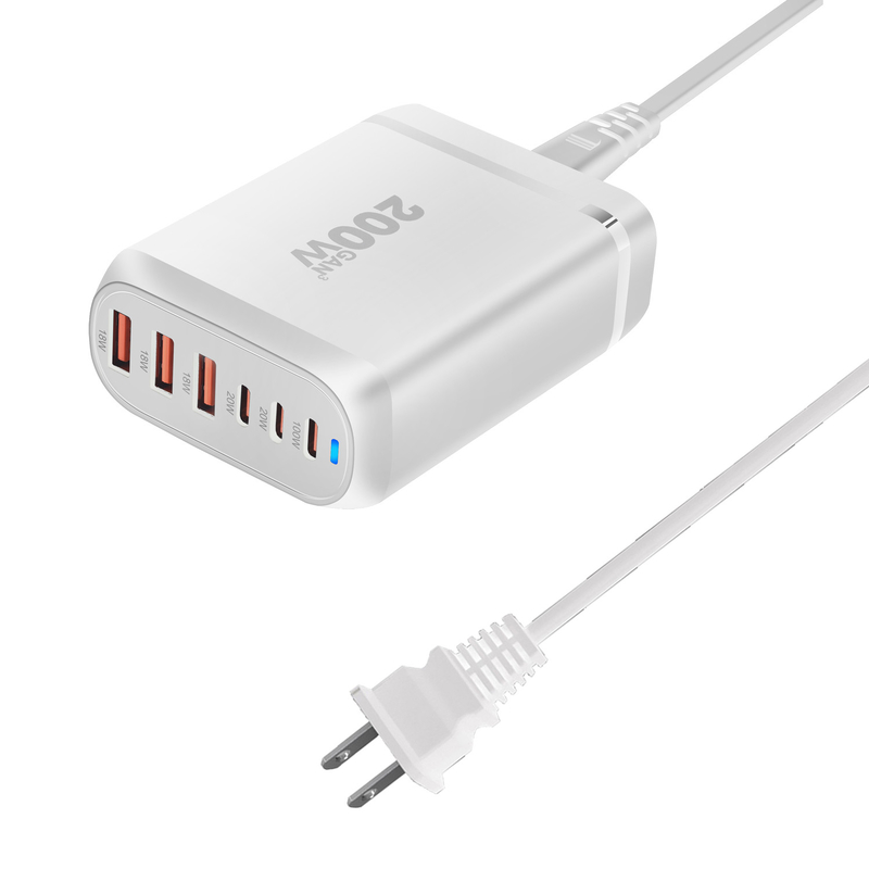 High Quality 200W Desktop Charger New 3A3C Port Multifunctional Desktop PD Charger Multi-Function Adapter