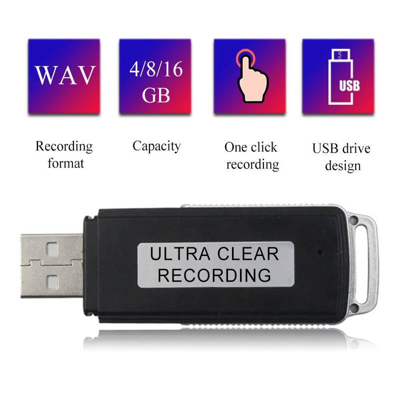 Professional Portable USB Recording Device One-Key Recording Flash Drive With Digital Audio Formats MP3 WAV REC