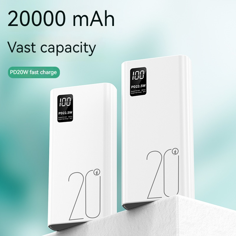 OEM/ODM Custom 20000mAh Powerbanks With Digital Display Dual USB Type C Output 22.5W Portable Power Bank 20000mAh Power Station