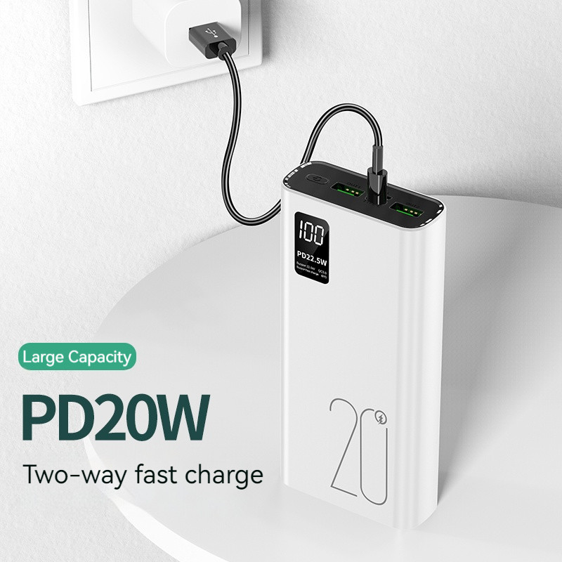 OEM/ODM Custom 20000mAh Powerbanks With Digital Display Dual USB Type C Output 22.5W Portable Power Bank 20000mAh Power Station
