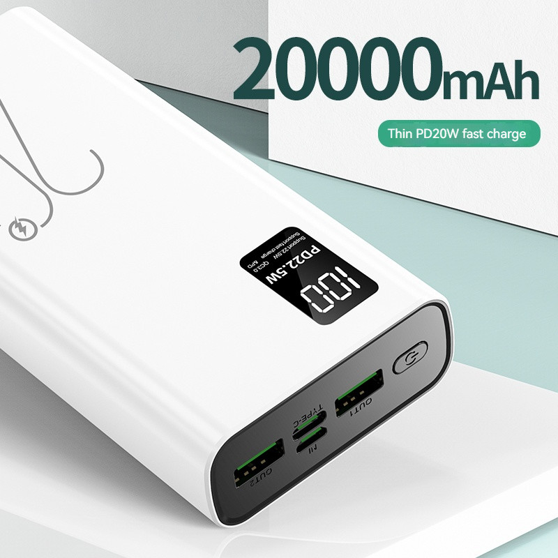 OEM/ODM Custom 20000mAh Powerbanks With Digital Display Dual USB Type C Output 22.5W Portable Power Bank 20000mAh Power Station