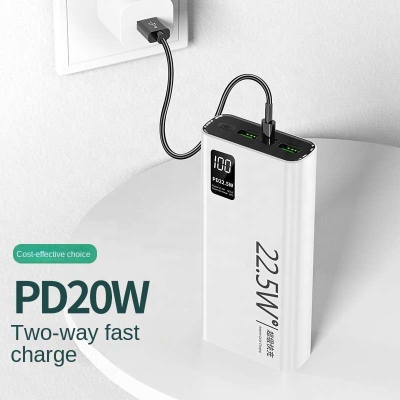 PD20W Super Fast Charging Power Bank 30000mAh with Dual USB Type-C Bidirectional Charging at 22.5W, Portable 20000mAh Power Bank