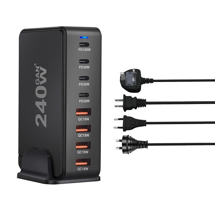 240w Gan Charger Multi Port Pd Pps Qc4.0 Usb Type C Desktop Fast Charger Station for I Phone Macbook Laptop Ipad
