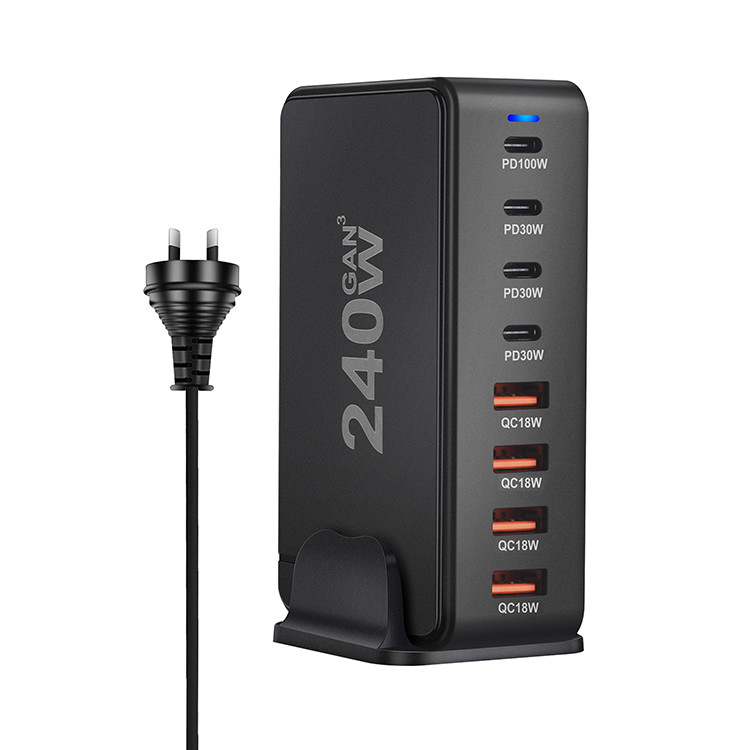 240w Gan Charger Multi Port Pd Pps Qc4.0 Usb Type C Desktop Fast Charger Station for I Phone Macbook Laptop Ipad
