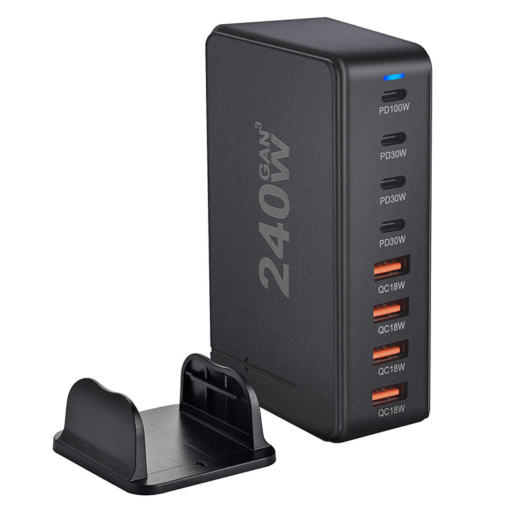240w Gan Charger Multi Port Pd Pps Qc4.0 Usb Type C Desktop Fast Charger Station for I Phone Macbook Laptop Ipad