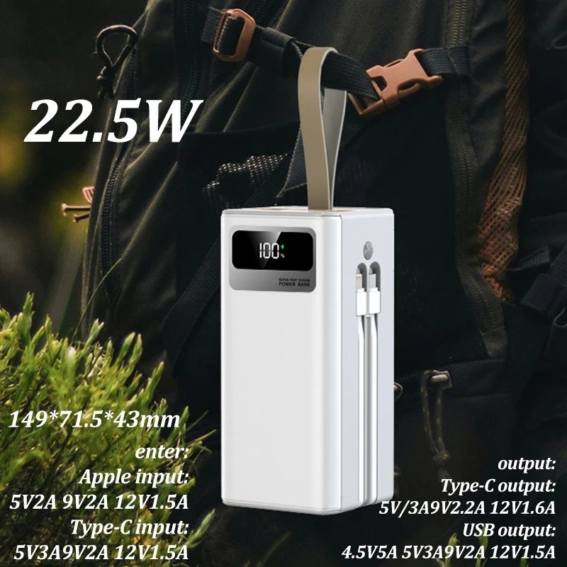 Capacity OEM logo 50000mAh Powerbank Larger Power Bank Portable 100000mAh Power Banks Super Capacity Charger With Cable