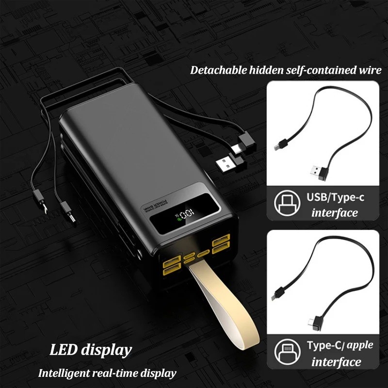 Capacity OEM logo 50000mAh Powerbank Larger Power Bank Portable 100000mAh Power Banks Super Capacity Charger With Cable
