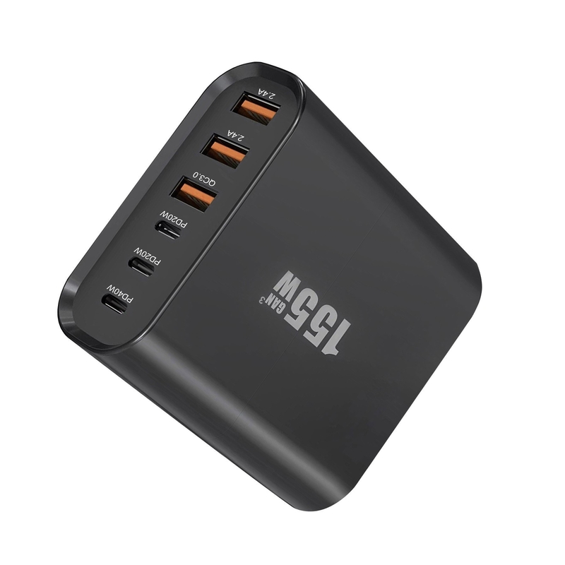 155W Multi-port Desktop Charger 6 Port GaN PD Fast Portable Type C Charger 3 PD 3 USB with EU US UK AU Plug for iphone 16