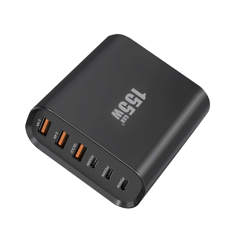 155W Multi-port Desktop Charger 6 Port GaN PD Fast Portable Type C Charger 3 PD 3 USB with EU US UK AU Plug for iphone 16