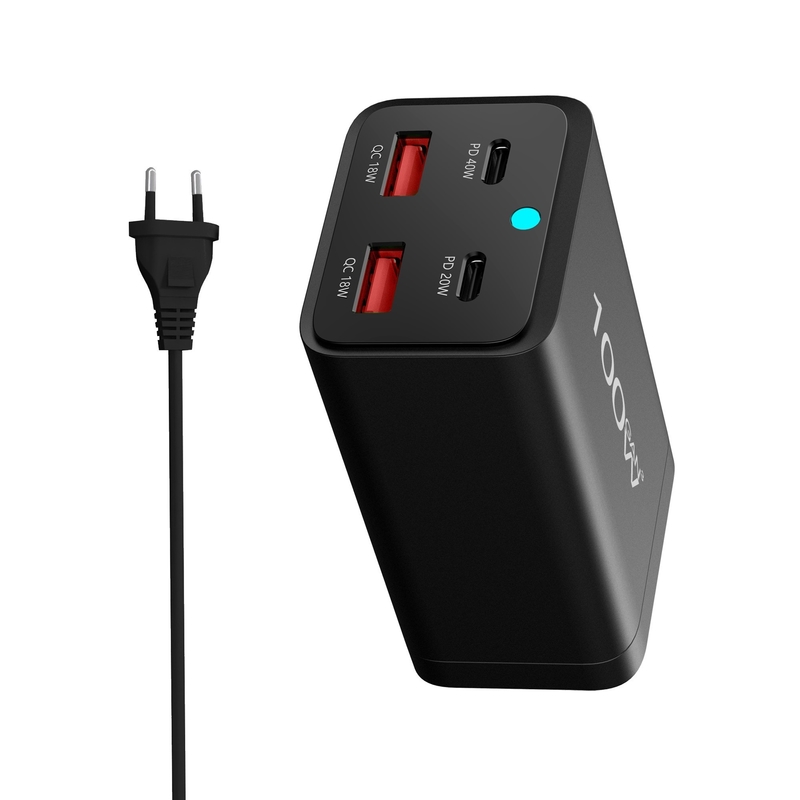 Gan 4 Port Usb Type C Fast Travel Adapter Wall Charger 100W PD 40W QC 18W Mobile Phone Black White PC Fireproof Material