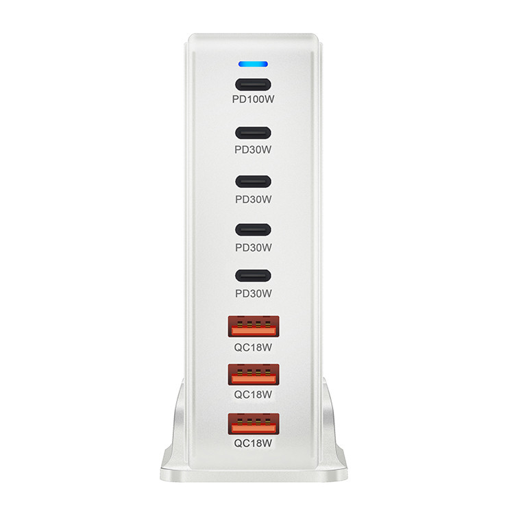 New Style 268w Gan Charger 8 in 1 Hub Usb C Desktop Family Phone Charging Station for Multiple Devices Charging Ports