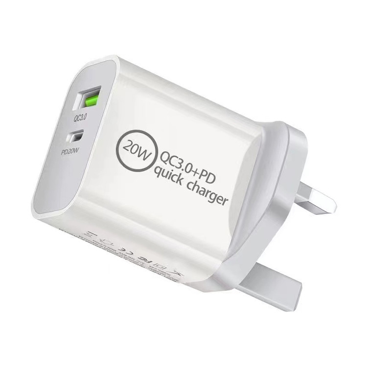 20w Qc3.0 + Pd Fast Charger Dual Port Standard AC Adapter (USB Type-C) 2.4a Usb Quick Type C Charger Adapter