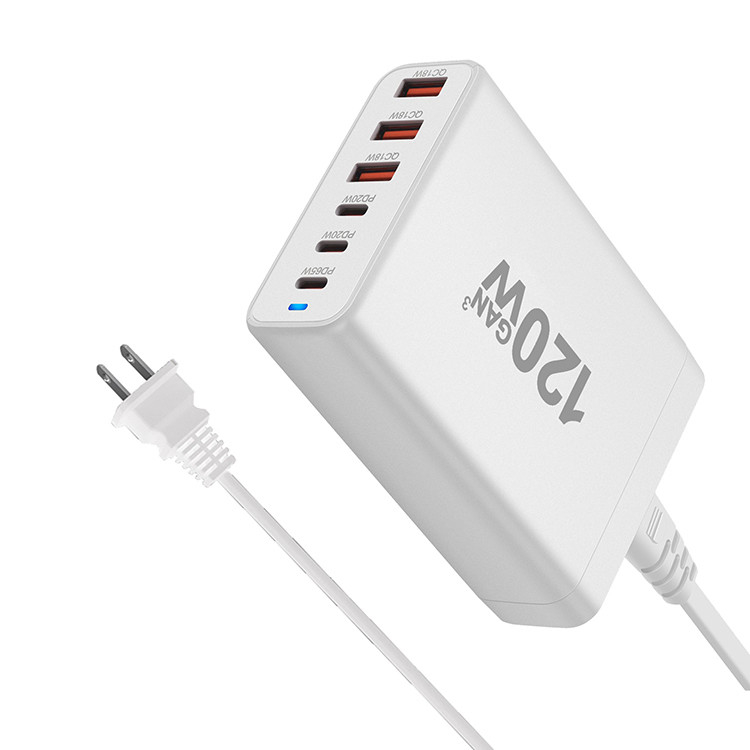 Gan Charger 120 Watt Ce Rohs Usb C Quick 3.0 Qc Type C Pd Fast Mobile Phone Charger 120w Gan Charger