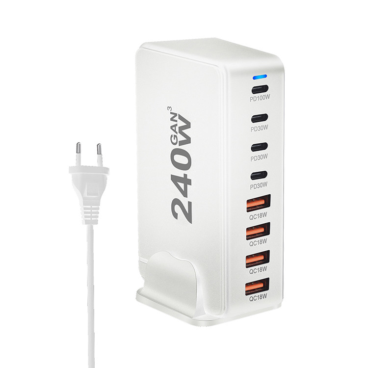 240W 65watt 8-Port USB Charger Charging Station for Multiple Devices with LED Display (Laptops/Tablets/Phones)