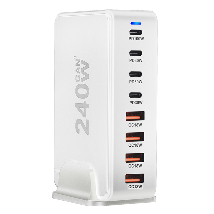 240W 65watt 8-Port USB Charger Charging Station for Multiple Devices with LED Display (Laptops/Tablets/Phones)
