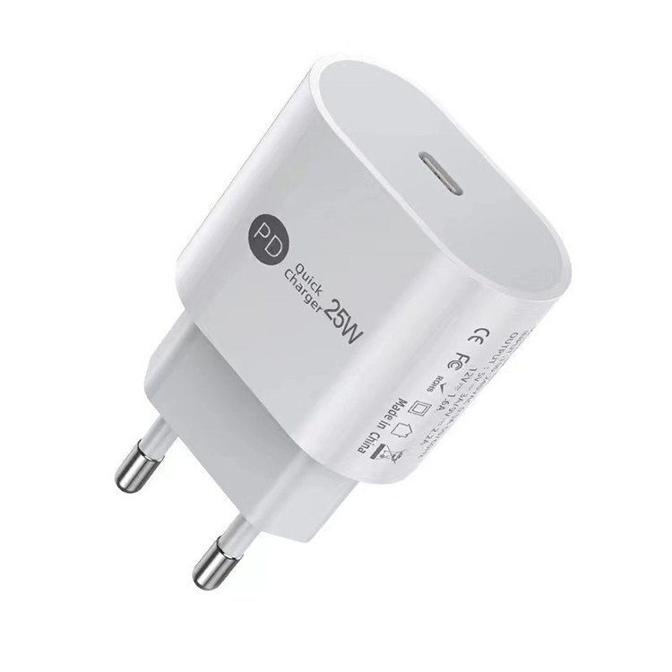 High Quality Single Type C Mobile Phone Adapter Pd 25w Fast Charging Wall Charger for I Phone