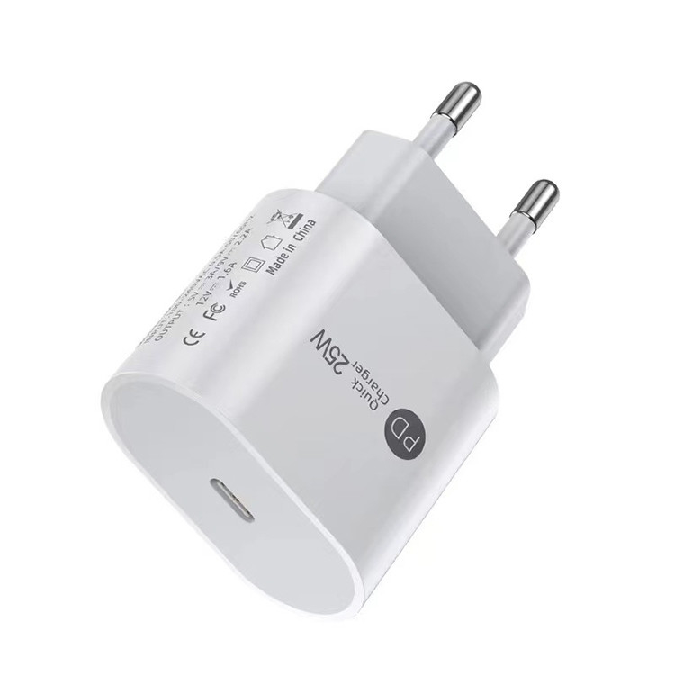 High Quality Single Type C Mobile Phone Adapter Pd 25w Fast Charging Wall Charger for I Phone
