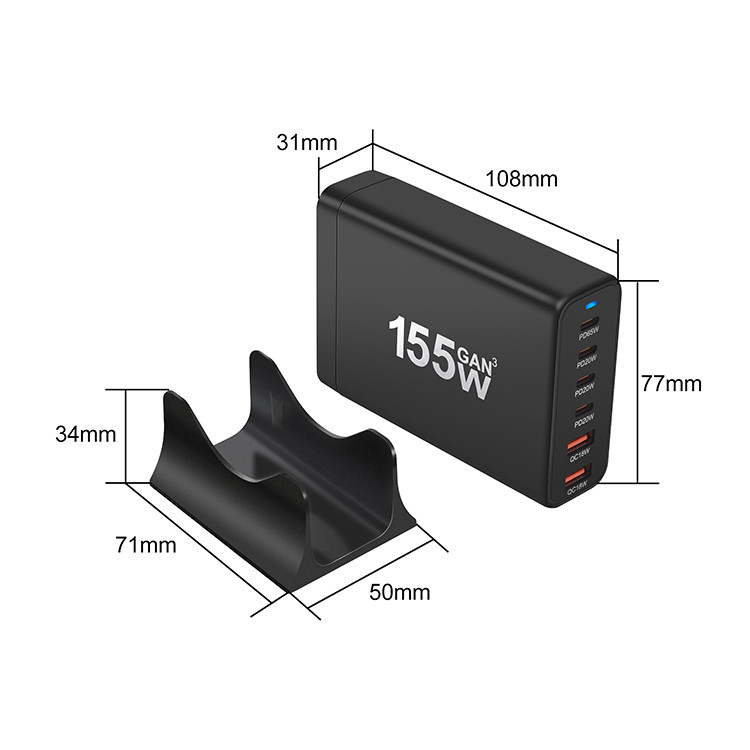 Total Output 155W Usb C Fast Wall Charger Type c Adapter Charger Multiport 6 in 1 Usb c Hub