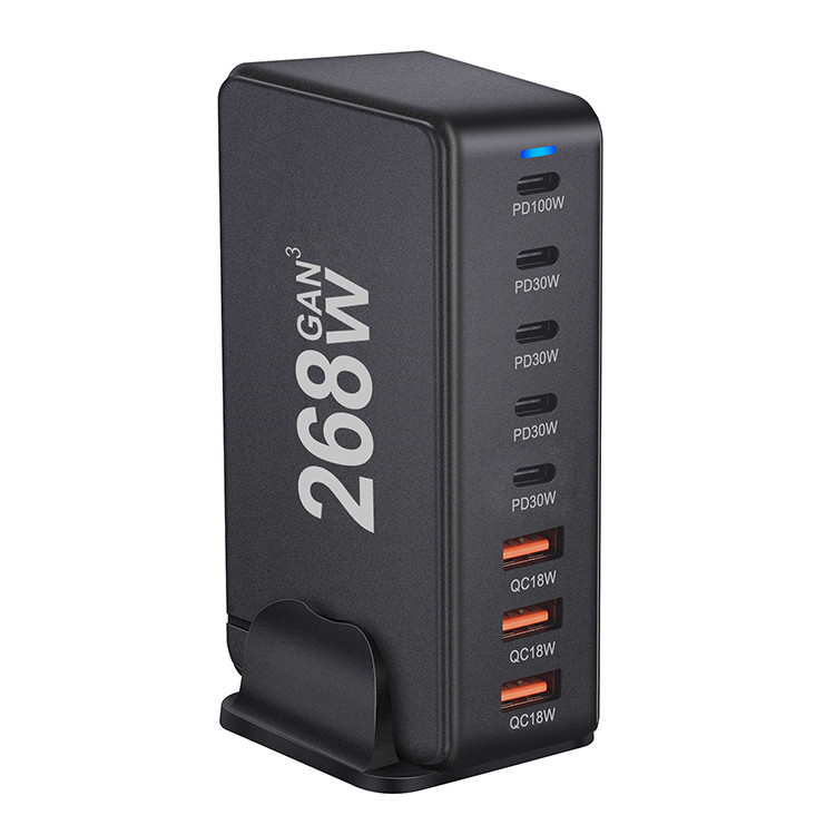 XZH Brand New OnePlug 268W USB Type-C Fast Charging Travel Station 8-Port Pd Qc GaN Charger for All Your Devices