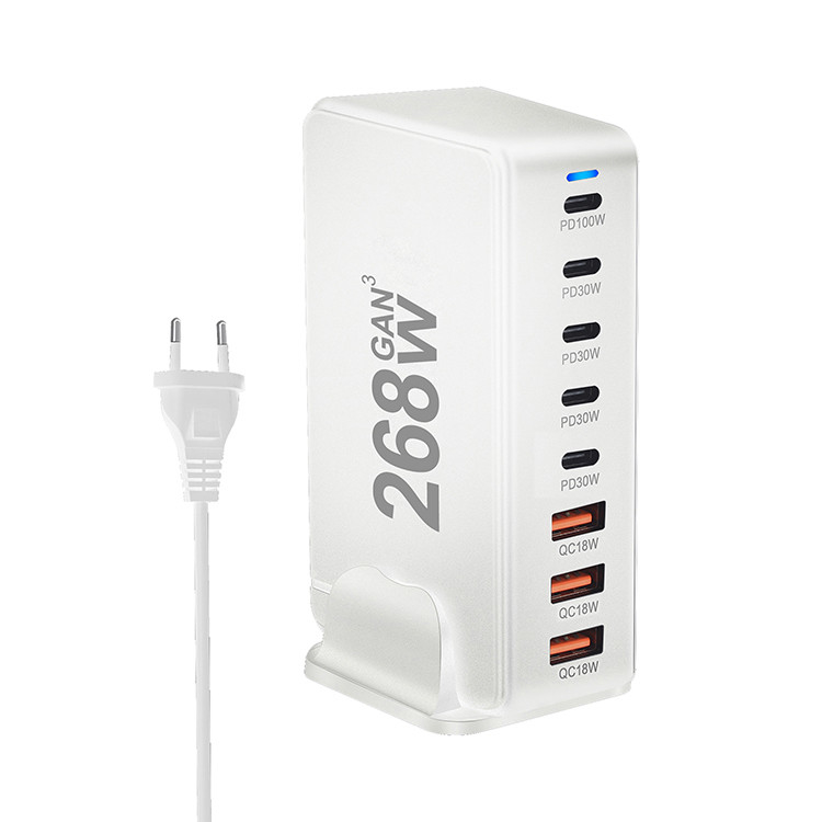 XZH Brand New OnePlug 268W USB Type-C Fast Charging Travel Station 8-Port Pd Qc GaN Charger for All Your Devices