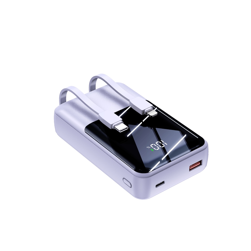 2024 Hot Sale Portable Power Bank 20000mAh 35W Super Fast Charging Power Banks With LED Display Built in Double-Cable Power Bank